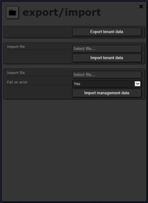 Export/import panel