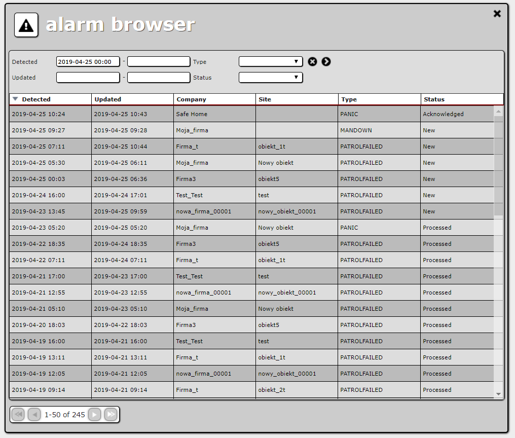 Alarm browser