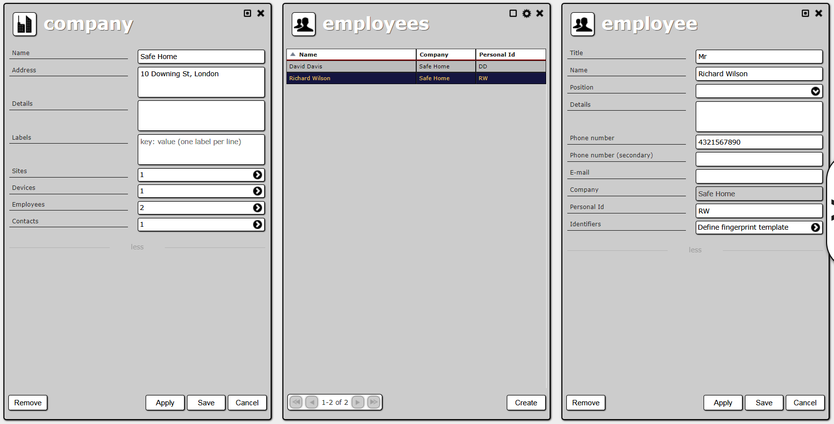 
Company details,employee list and employee details